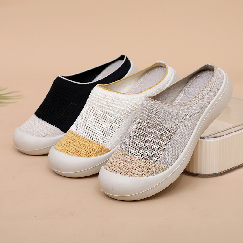 Women's Summer New Fashion Breathable Versatile Non-Slip Wear-Resistant Round Toe Slip-On Shoes Half Slippers_vogvips.com