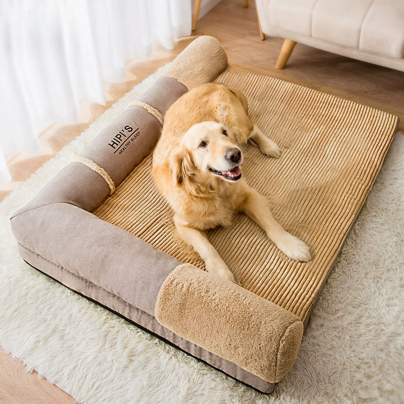 Собачья будка для больших собак, зимний теплый диван-кровать, съемный и моющийся универсальный коврик на четыре сезона, собачья кровать, товары для домашних животных золотистого ретривера.