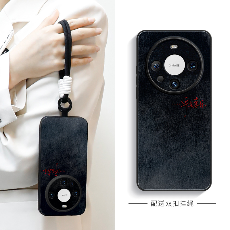 Xx157 gradient peace with stroke [graphite color] liquid lambskin double buckle lanyard