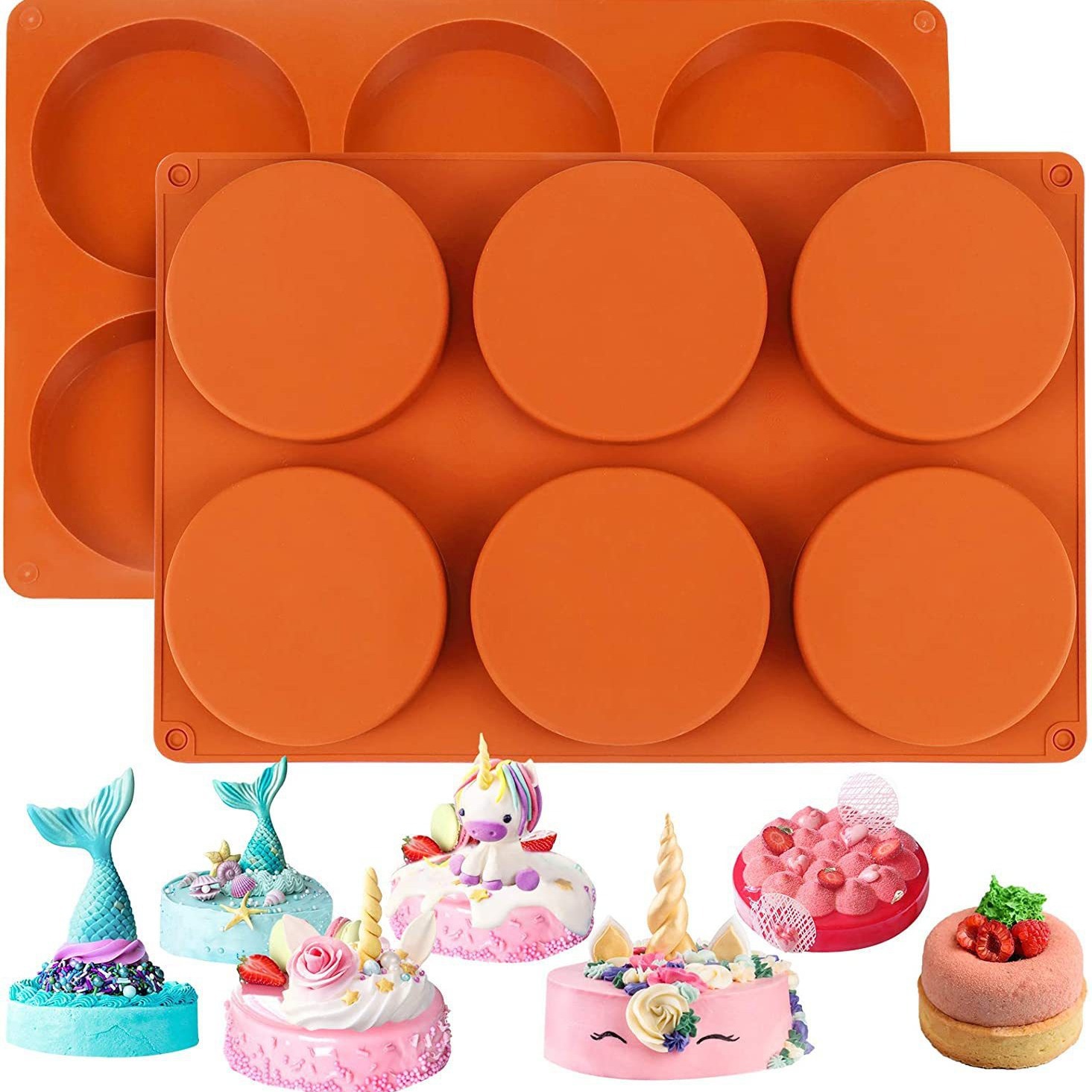 硅胶6连圆盘蛋糕模具 雪糕果冻布丁肥皂蛋糕模具烘焙工具