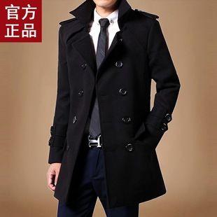 Men's Wool Coat Mid-Length Autumn and Winter 2023 New Style Windbreaker Fleece Thickened Men's Wool Jacket Trendy