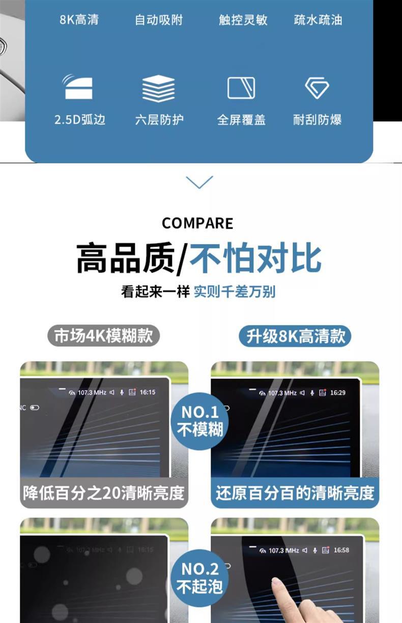 22-25 Chery Arrizo 8 Screen Tempered Film Central Control Navigation Display Instrument Integrated Interior Protection Film