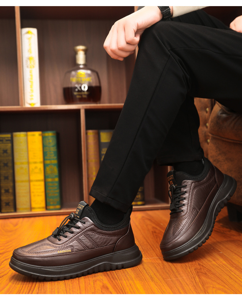 Scarpe uomo invernali in tessuto foderate in pile stringate calde_voghion.com