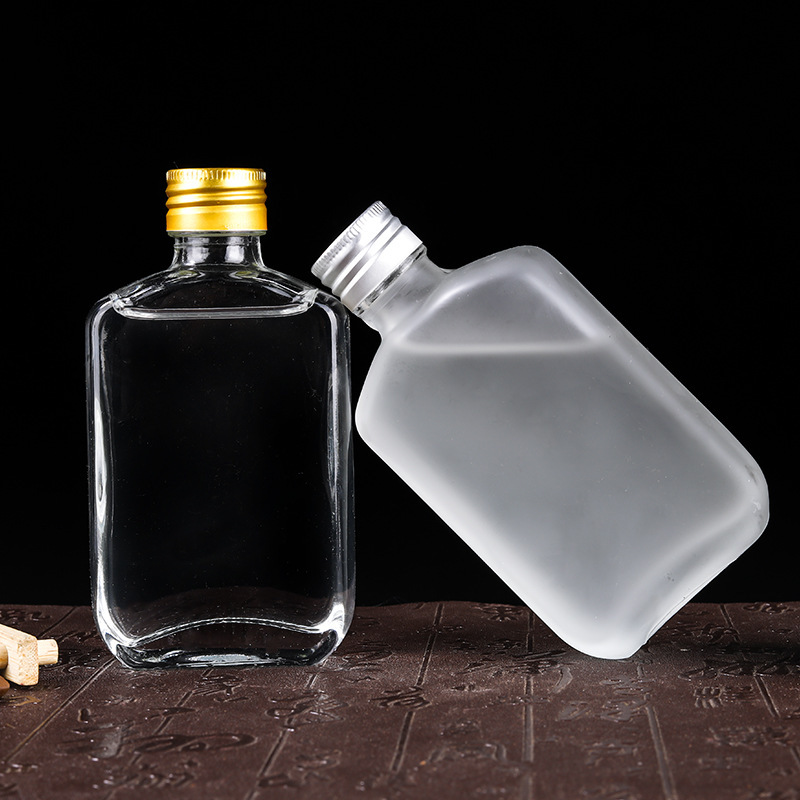 100ml江小白小酒瓶玻璃50白酒瓶药酒瓶玻璃酒瓶劲酒瓶2两品鉴扁瓶