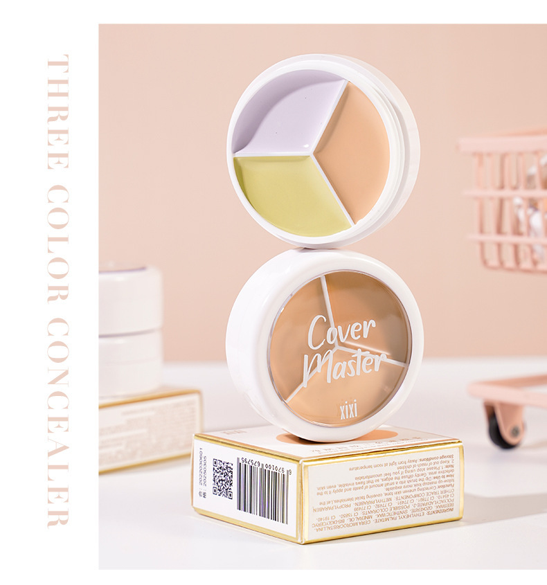 Makeup xixi Cleansing and Holding three-color Concealer for facial coverage of spots, acne marks, tear troughs and dark circles undefined