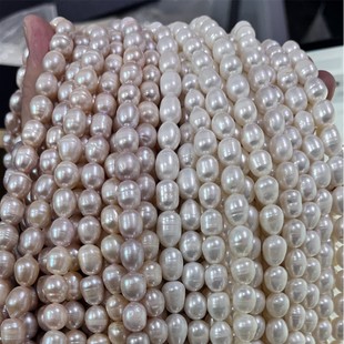 Factory Promotion Rice Bead Pearl String 9-10mm White Rice Shape Freshwater Pearl DIY Handmade Material Wholesale