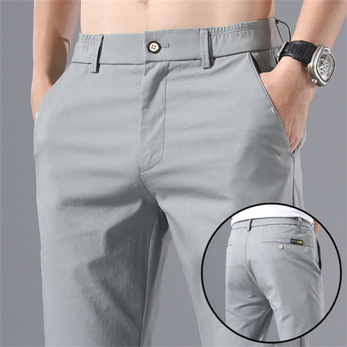 Men's Loose Straight Leg Silk Pants Trendy Business Quick-Dry Summer Thin Casual Long Pants Summer Trousers