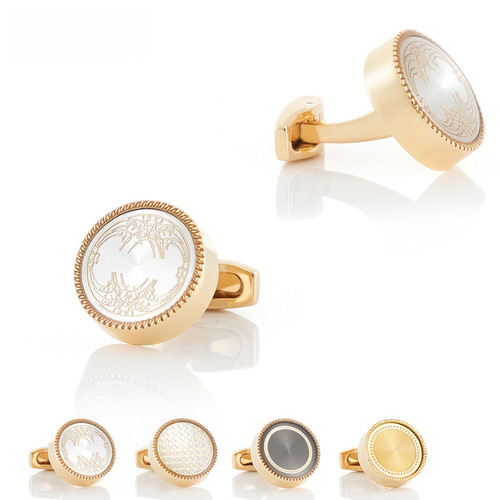 Circular CD disc accessories Enamel metal cufflinks for men French-style shirt cuff fasteners wholesale