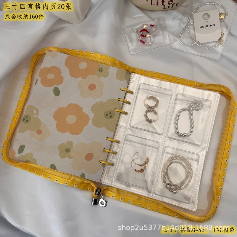 新しい花のジッパー帳酸化防止イヤリングネックレスピアスアクセサリー手飾りシール袋収納帳ジッパー|undefined