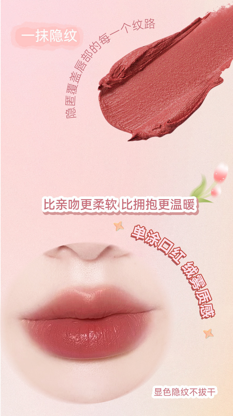 NOVO Smooth Mist raincoat Lipstick Waterproof setting, one-coat film not easy to stick to the cup, lock lip color lipstick wholesale undefined