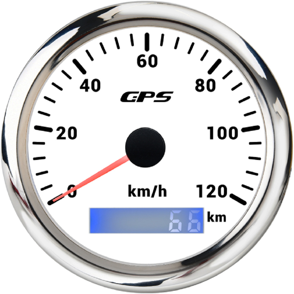Speedometer Odometer KM/H: Motuoche automobile instrument - silver-bezel-white-face-120kmh
