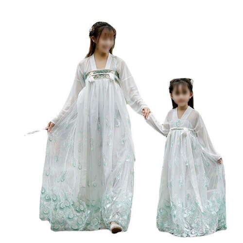 Improved Hanfu girls' clothing set parent-child Hanfu summer clothes mother-daughter mother-child Chinese style costumes available on Amazon