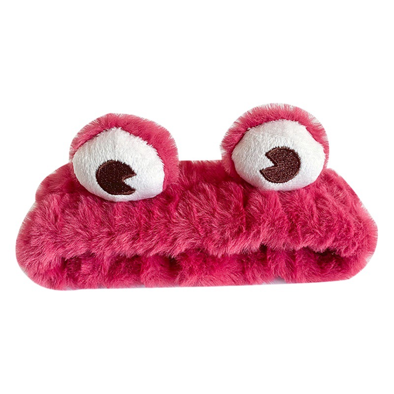 Otoño e invierno japonés y coreano nueva Rana ojos grandes banda para el cabello diadema de dibujos animados máscara facial femenina accesorios para el cabello de felpa diadema antideslizante