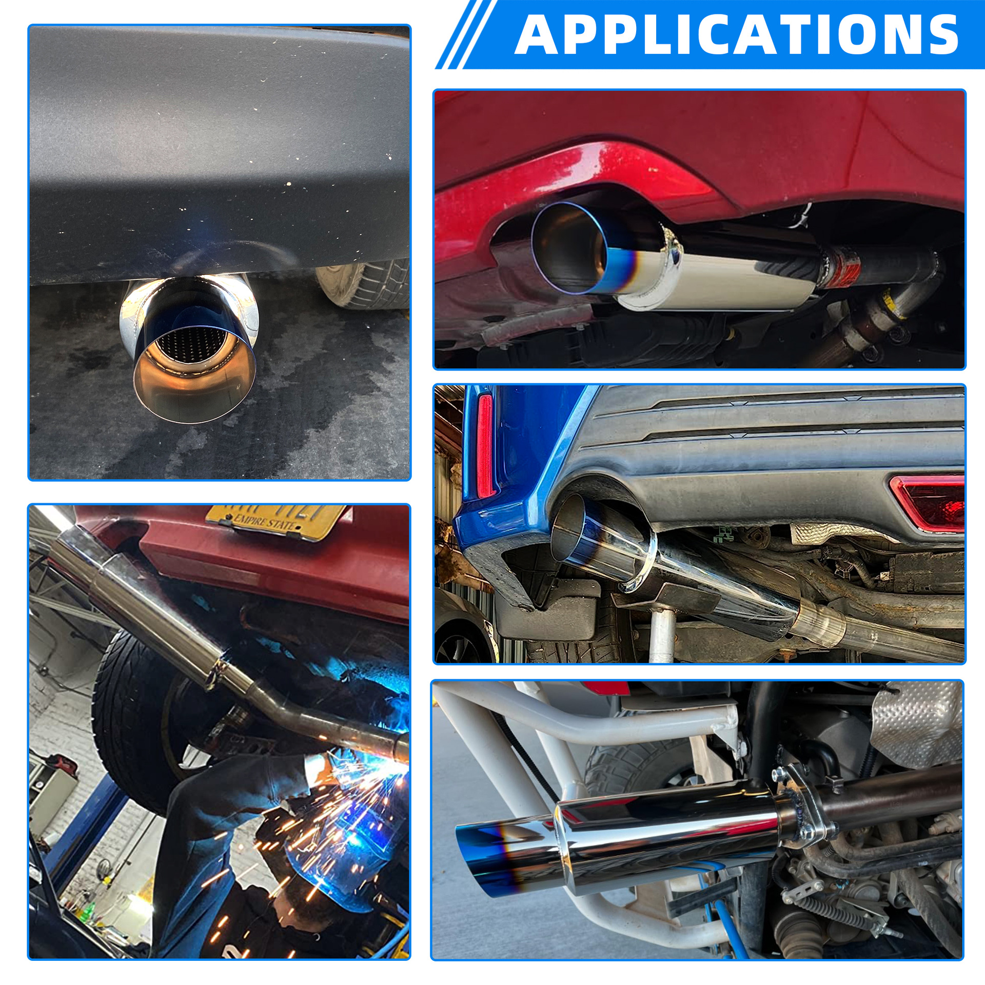 Car exhaust pipe modification direct exhaust silencer N1 style universal stainless steel tail drum 51 57 63MM