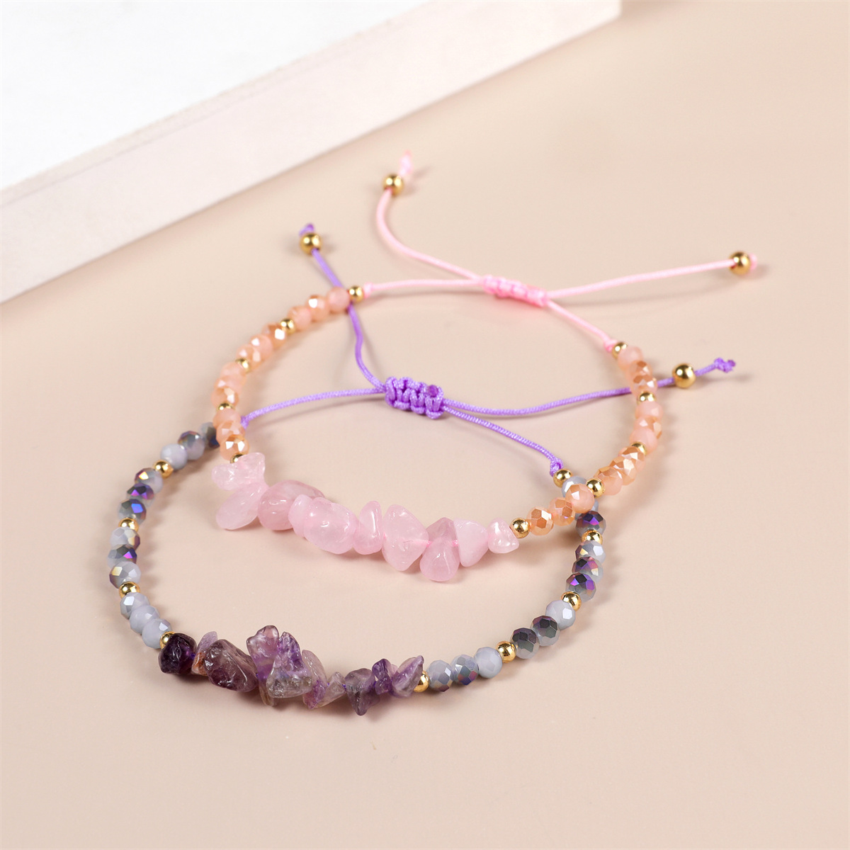 Artificial Crystal, natural stone Material Ethnic Style Geometric Artificial Crystal Natural Stone Beaded Unisex Drawstring Bracelets