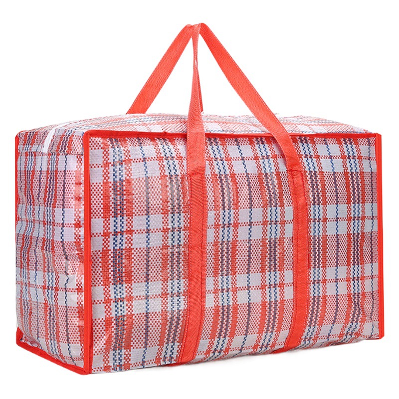 Comercio al por mayor a prueba de humedad impermeable película tejida bolsa de gran capacidad bolsa de almacenamiento de edredón de ropa a cuadros Oxford bolsa de tela en movimiento