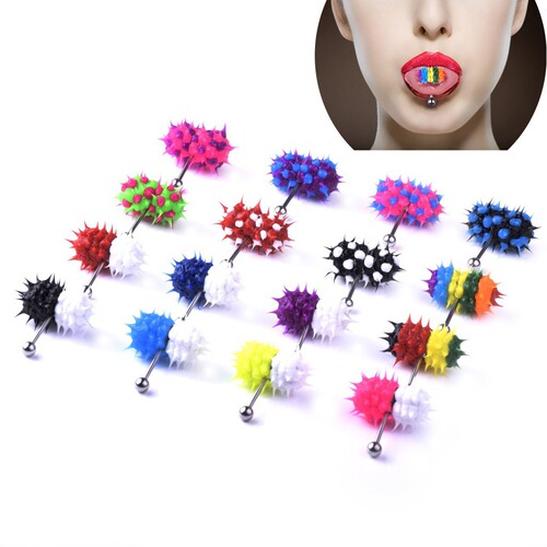 Wholesale stainless steel vibrating tongue nails, silicone titanium steel vibrating massage tongue nails, tongue rings, body piercing accessories