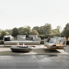 Nordic outdoor wicker sofa courtyard resort designer leisure teak rattan chair villa balcony garden coffee table