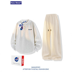 NASA ABOUT美式亨利领卫衣套装男春秋季新休闲潮流上衣长裤两件套