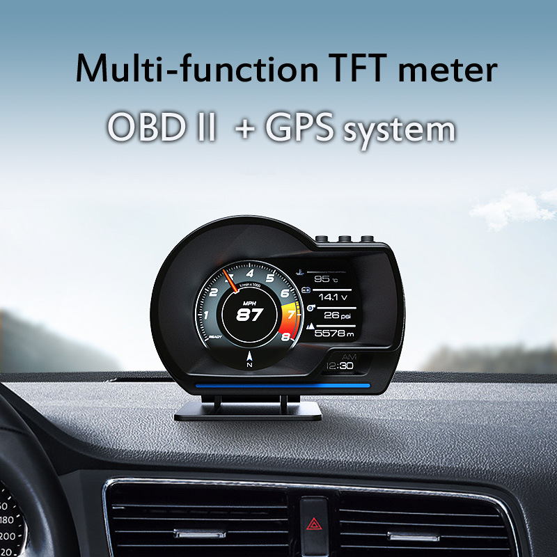 A500 automóvil OBD medidor GPS doble modo computadora de conducción HUD pantalla de cabeza tacómetro de carreras p6