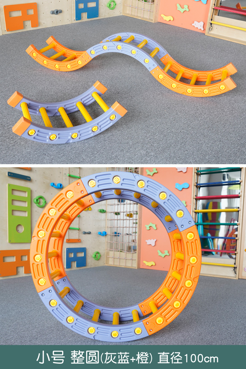 Cuarto de redondo escalada infantil equipo de entrenamiento sensorial juguetes para niños pequeños en el hogar puente de madera de equilibrio