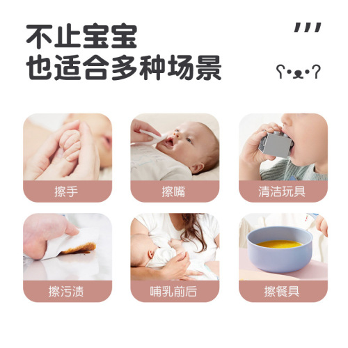 Hand Mouth Wet Wipes for Infants, Students, Babies - Thick Pouch Soft Disposable Flip-Top 80 Pads Household Wet Wipes for Mothers and Babies