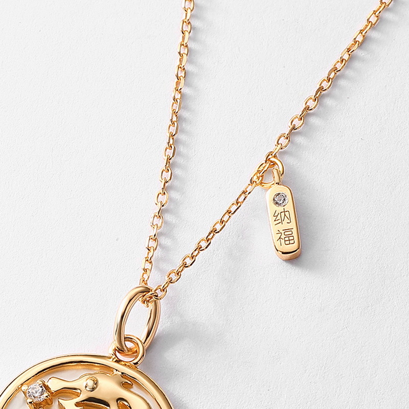 Diseño original doce Zodiaco dragón colgante de plata clavícula cadena 925 incrustaciones de plata collar de concha blanca mujer regalo de Año Nuevo