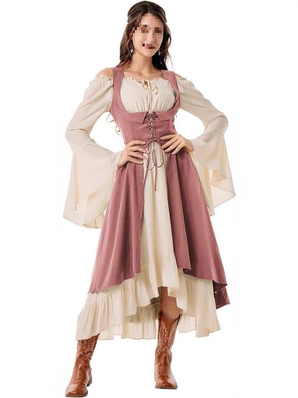 Amazon Aliexpress Women's Renaissance Costume Underbust Pirate Peasant High-Low Dress with Mouth