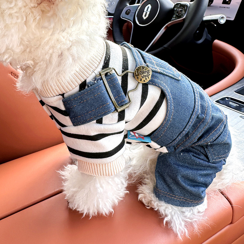 スポットクロスボーダー人気ペット子犬猫服ソースファクトリー春秋カジュアルストライプクラシックオーバーオール|undefined