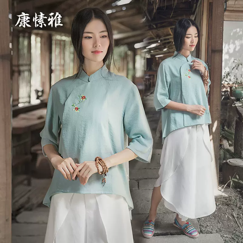 禅修服套装夏季新款亚麻秋季宽松禅修服两件套中国风棉麻飘逸汉服