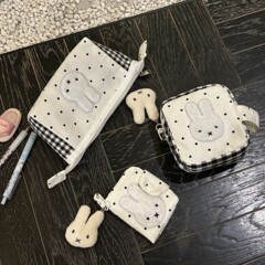かわいい水玉バニーポラロイド収納袋毎日のポータブル小さな正方形バッグ化粧バッグ実用的な小銭バッグ