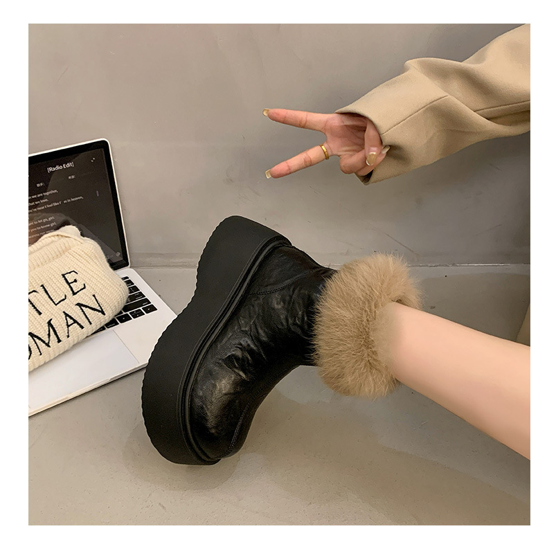 Botas finas elásticas con forro polar grueso y tacones altos, nuevas botas Martin de invierno 2024, zapatos de algodón cálidos para la nieve_voghion.com