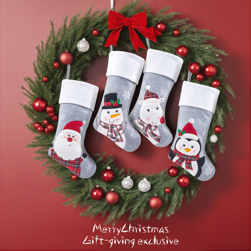 クリスマス靴下プレゼント袋新品立体雪だるまクリスマス靴下クリスマスプレゼント祝日キャンディー袋プレゼント靴下装飾|undefined