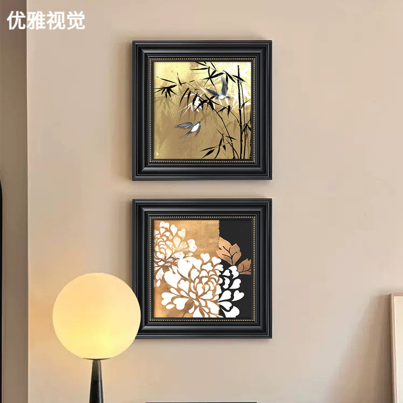 Light French Mid-Century Style Decorative Painting, Retro Bamboo Plant, Dining Room, Living Room Mural, Cupboard, Wall-Mounted High-End Hanging Painting