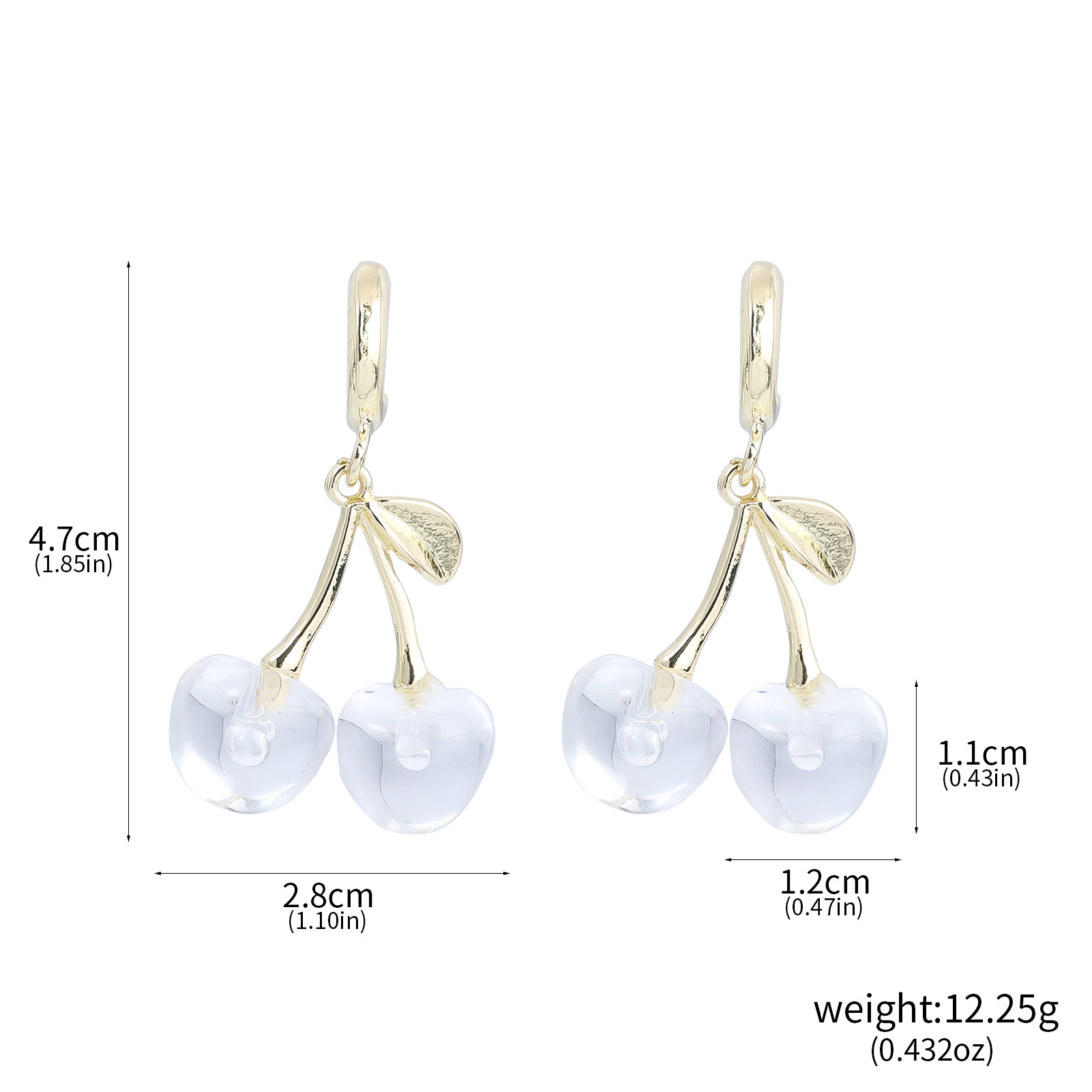 16g Weight Alloy Ear Needle Material Drop Earrings Classification 1 Pair Quantity Casual, Daily Occasion Zinc alloy Material Cherry Pattern Women's Gender Sweet Style 1 Pair Sweet Cherry Zinc Alloy Drop Earrings 2