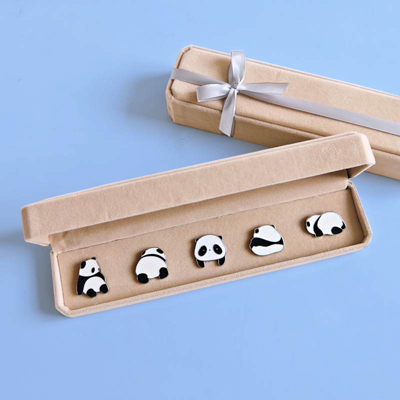 [아빠 팬더 브로치 5개 선물 상자] + 선물 가방