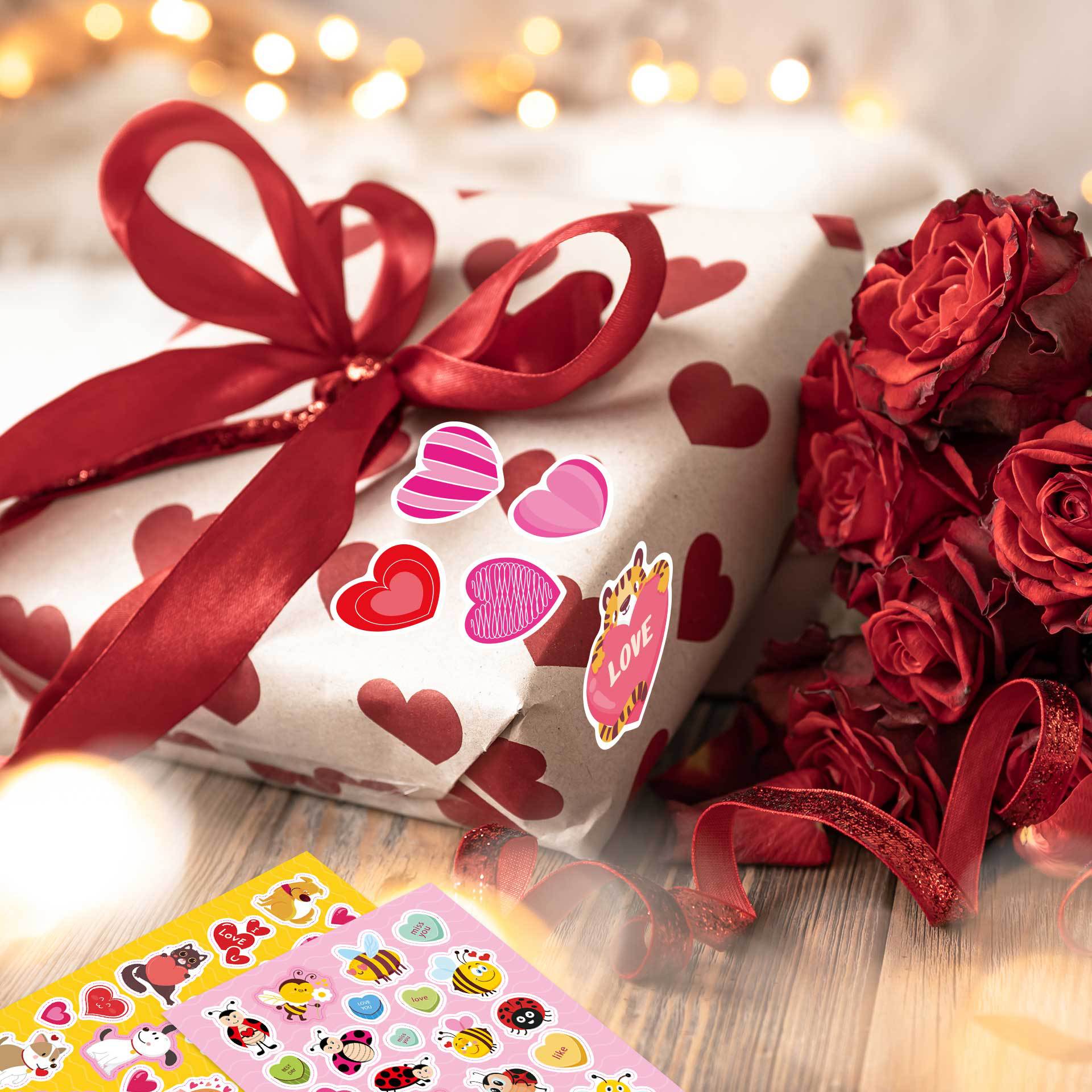 CM2311003 dibujos animados para niños lindo Día de San Valentín amor fresa rompecabezas interactivo entre padres e hijos DIY pegatinas