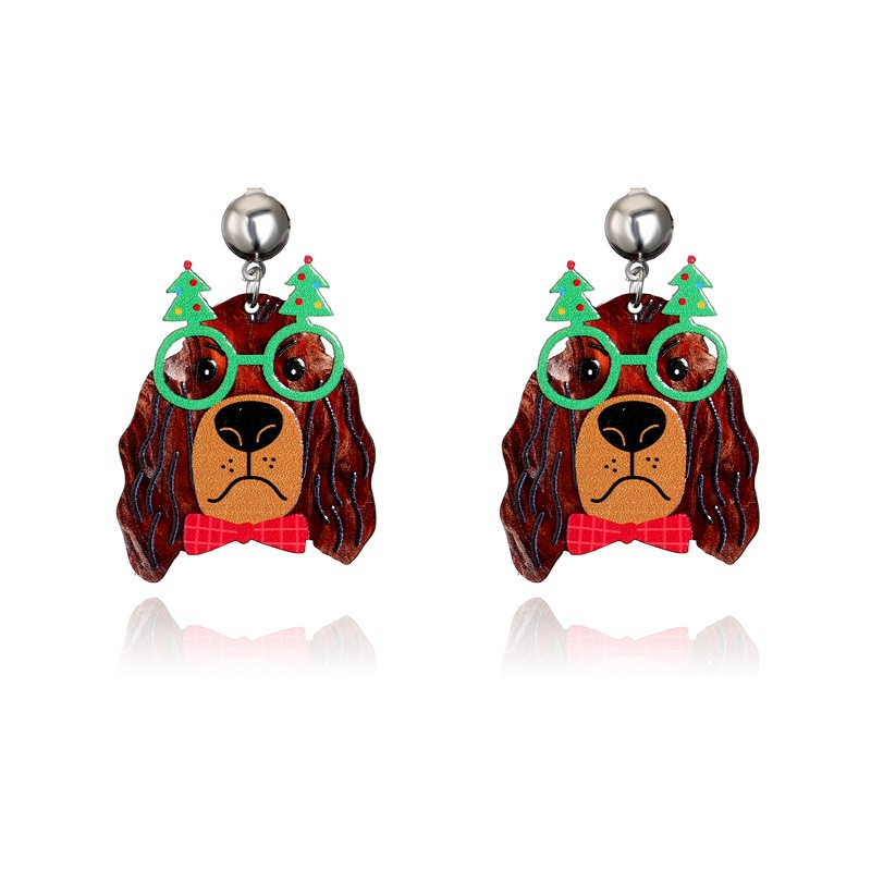 Navidad transfronteriza joyas navideñas bonitos sombreros de Navidad pendientes de animales de moda femenina pendientes de orejas navideñas