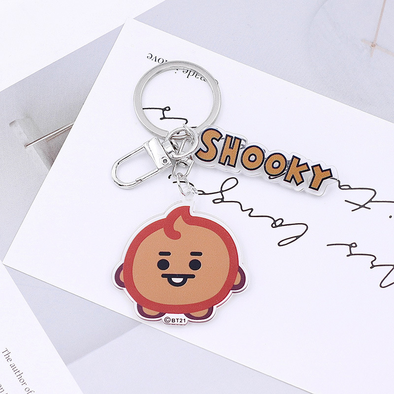 韓国版ボーイズグループ BT21 漫画キーホルダー男性と女性のカップル RJ TATA バッグ車のキーホルダーペンダント|undefined