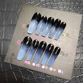 【ZKY原创】纯手工穿戴甲欧美千禧辣妹灰黑质感甲海盐系工厂直发