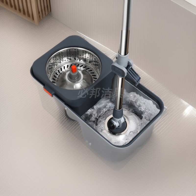 Thickened Hand-Washable Stainless Steel Rotating Mop Bucket for Household Use, One Mop, Clean and Dehydration Bucket, Integrated Wet and Dry Use New Model