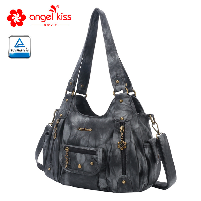 Amazon nuevo multi-funcional bolso de las mujeres multi-color tie-dyed pu casual hombro bolsa de mensajero al por mayor