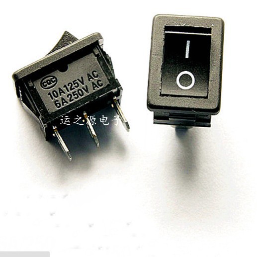 黑色船型开关KCD1-102厂家直供 3脚3档翘板电源开关 10A/125V