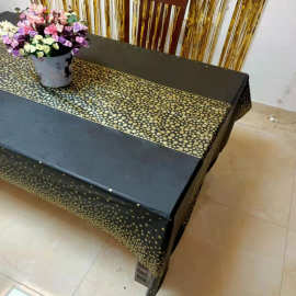 一次性印花圆点玫瑰金桌布PE塑料防油台布家居酒店派对用品 批发