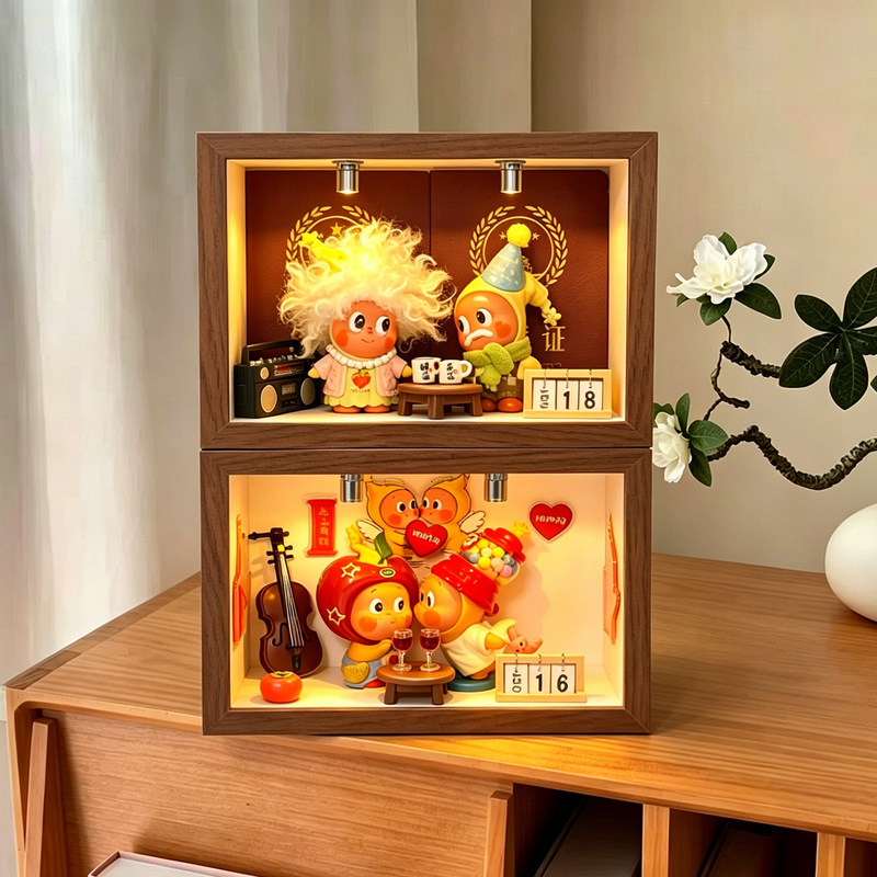 6-inch Hollow 3D Luminous Photo Frame 7inch 8inch Blind Box Figure DIY Display Frame Bedroom Decorative Light-Up Picture Frame
