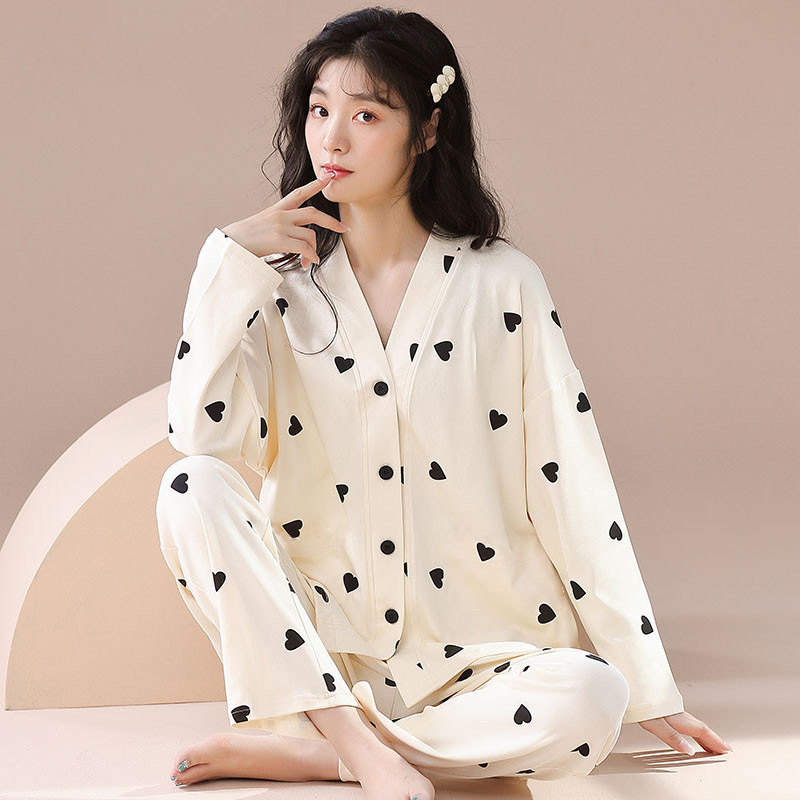 Pigiama blu ghiaccio per donna in primavera e autunno, pigiama in seta ghiaccio con pantaloni a maniche lunghe, nuovo set per la casa in seta_voghion.com