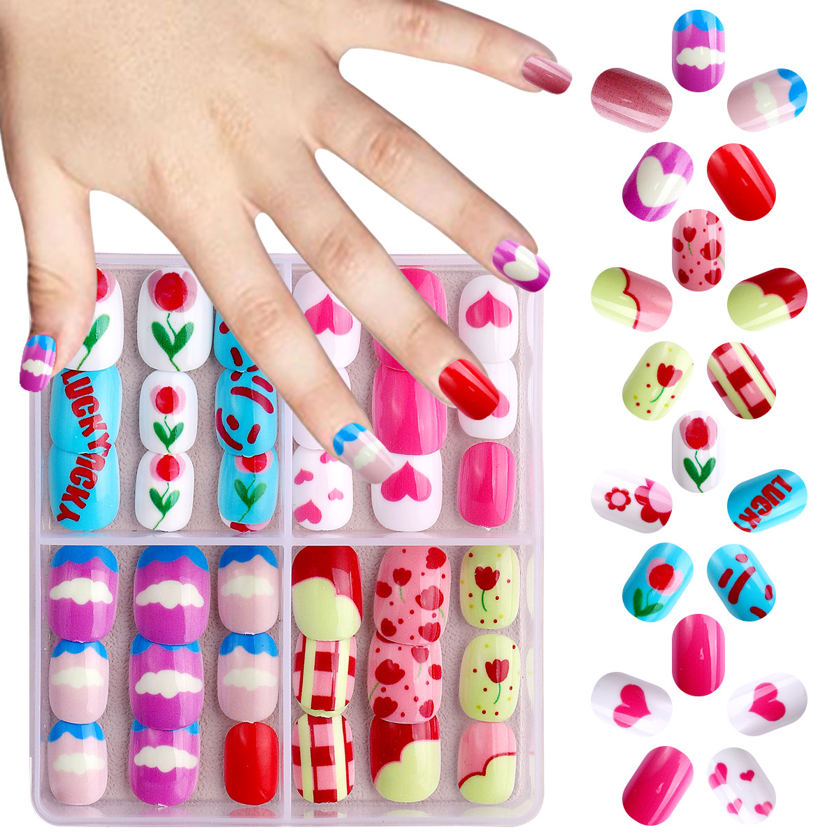 Set de manicura para niñas ZHJP-465 (incluye 3 pegamentos de gelatina gratis + pequeñas limas).