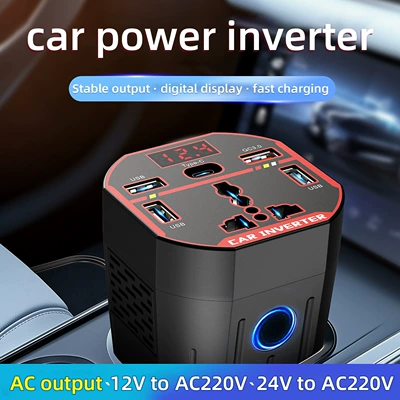 Ac Car Charger 12V24V to 220V High-Power Inverter Car Power Supply Cigarette Lighter Converter