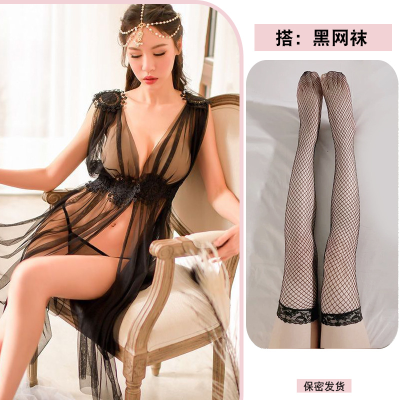 블랙+t팬츠+블랙망사스타킹