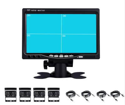 Car display | reversing image 12V car - 7inch-aviation-head-four-divisions-4-buses-4-10m-lines